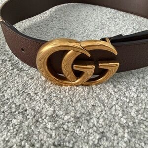 Gucci Brown Belt with Gold GG Buckle